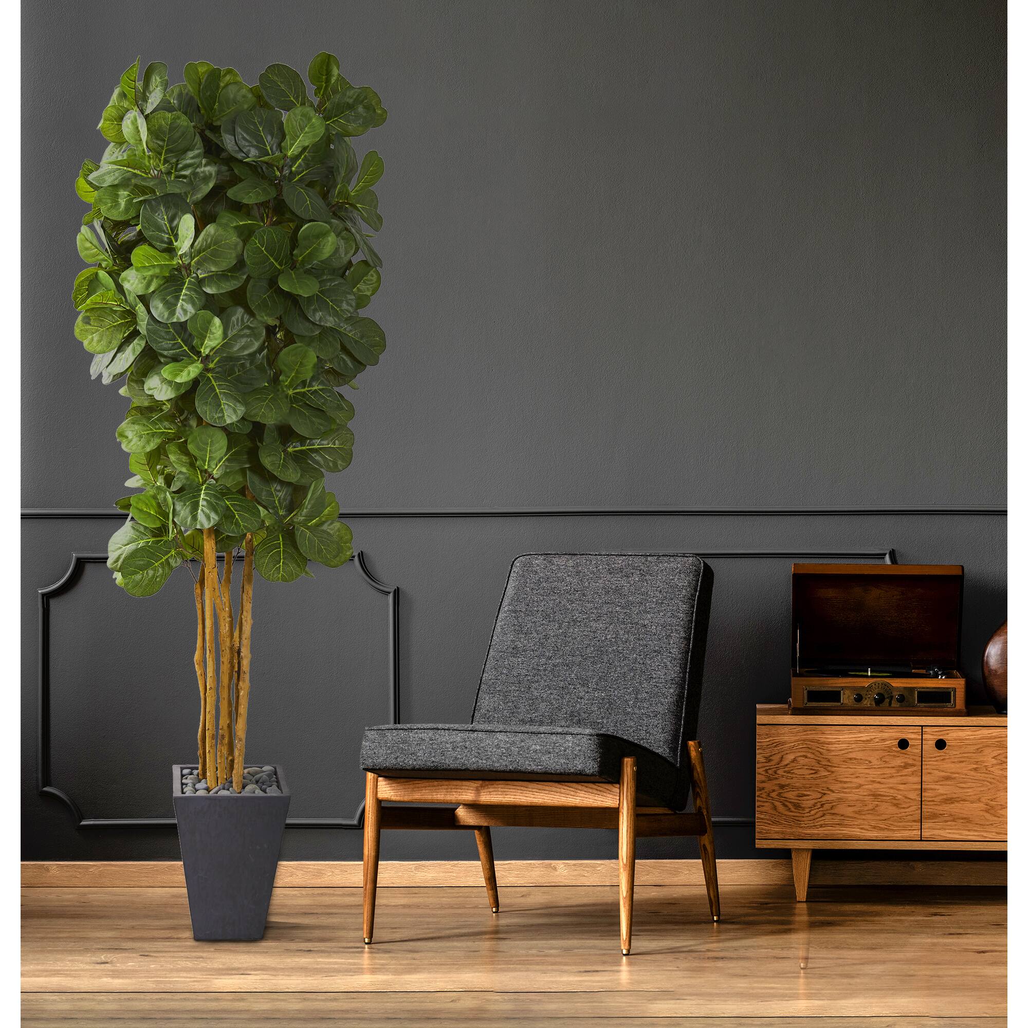 7.5ft. Fiddle Leaf Artificial Tree in Slate Planter